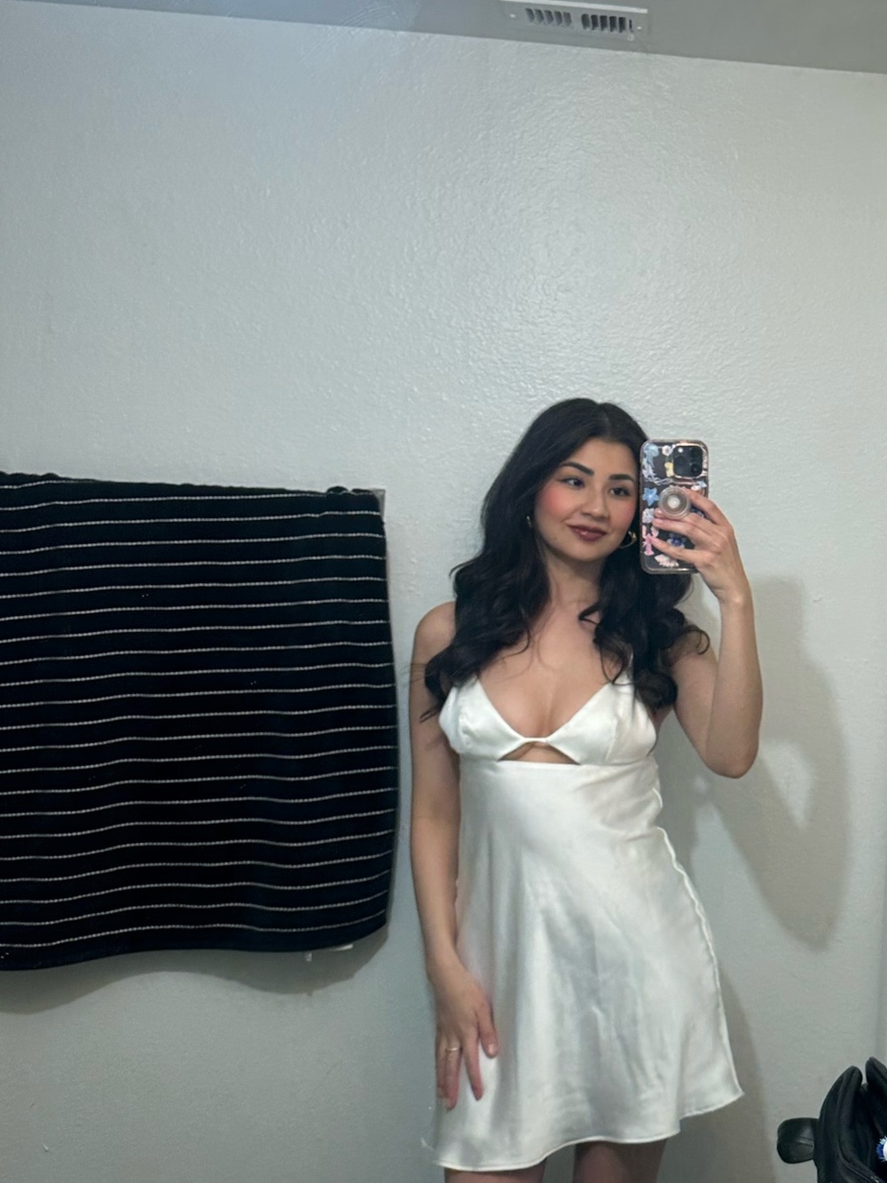 XS Zara Satin Ivory Mini Dress